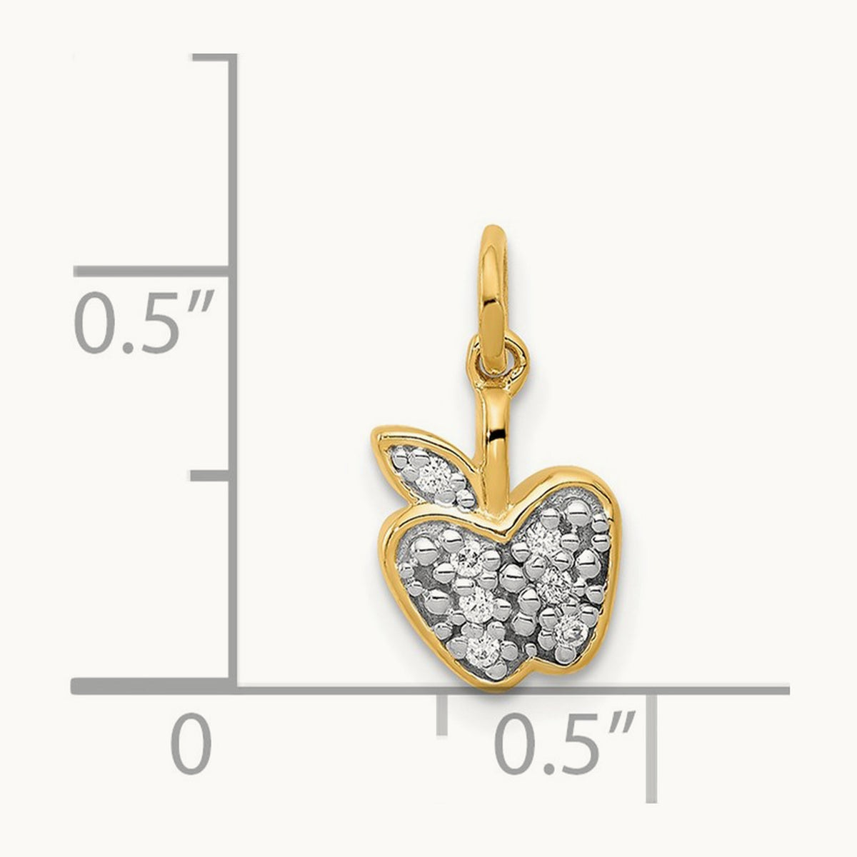 Diamond Apple Charm — 14K Yellow Gold