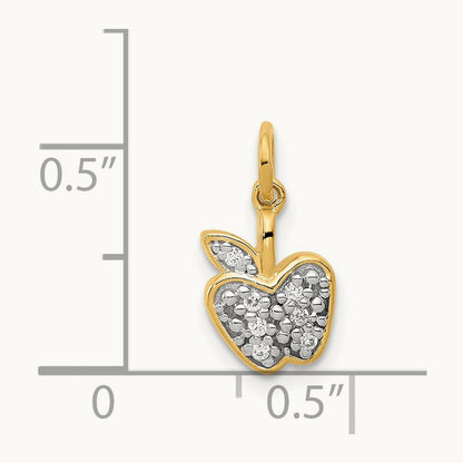 Diamond Apple Charm — 14K Yellow Gold