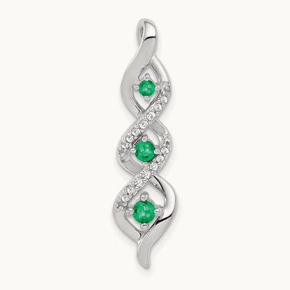 Created Emerald Twist Chain Slide Pendant, 0.07 ct tw Lab-Grown Diamond — 14K White Gold