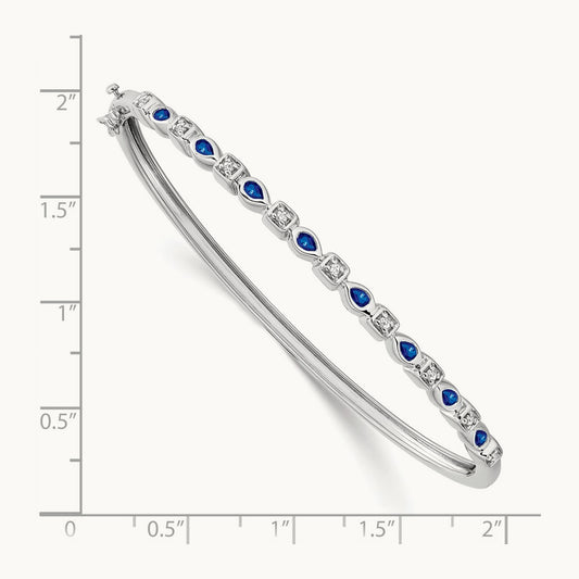 Sapphire and Diamond Bangle, 14K White Gold