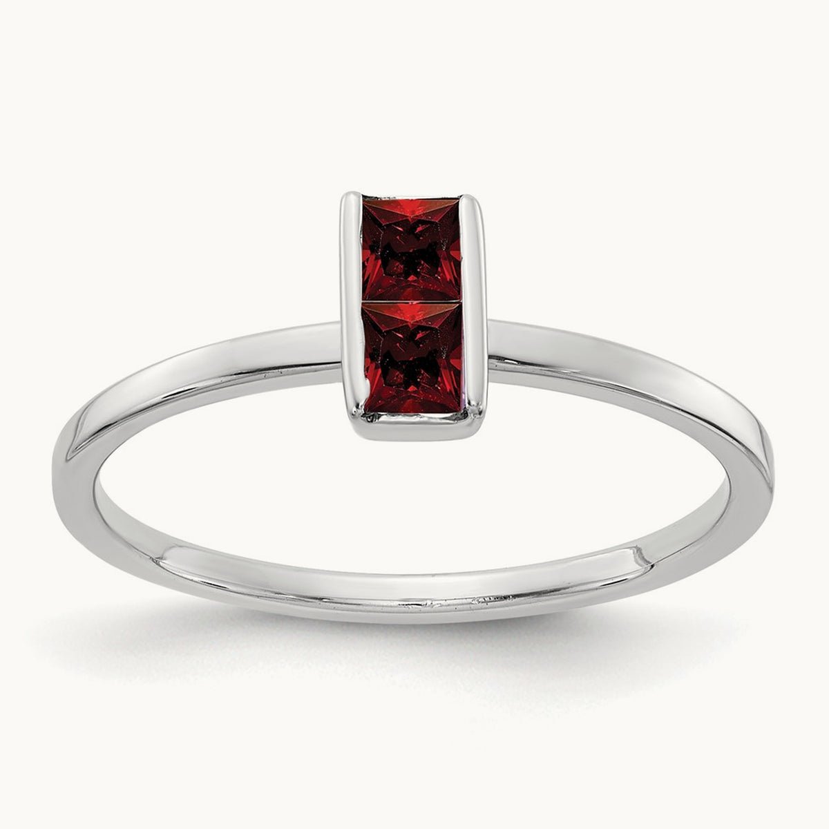 Garnet Ring, 14K White Gold
