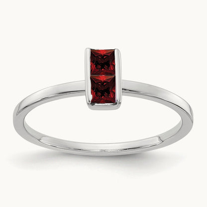 Garnet Ring, 14K White Gold