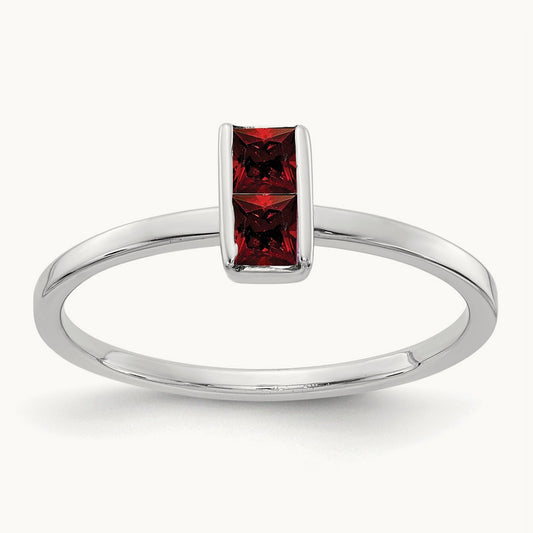 Garnet Ring, 14K White Gold