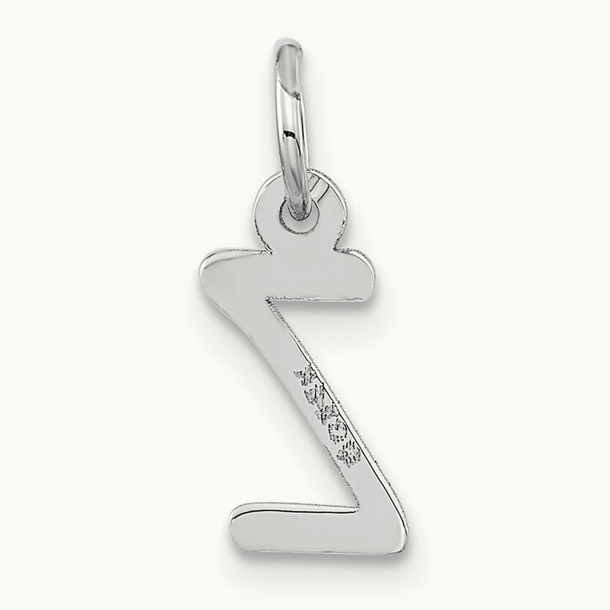 Small Slanted Block Initial Charm — 14K White Gold, Z