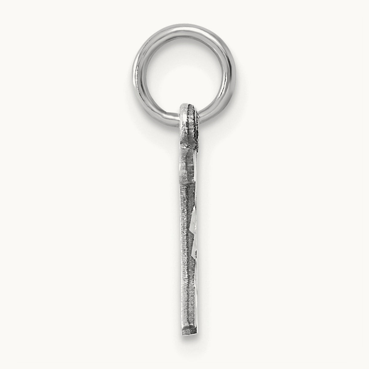 Diamond-cut Initial Charm — 14K White Gold, E