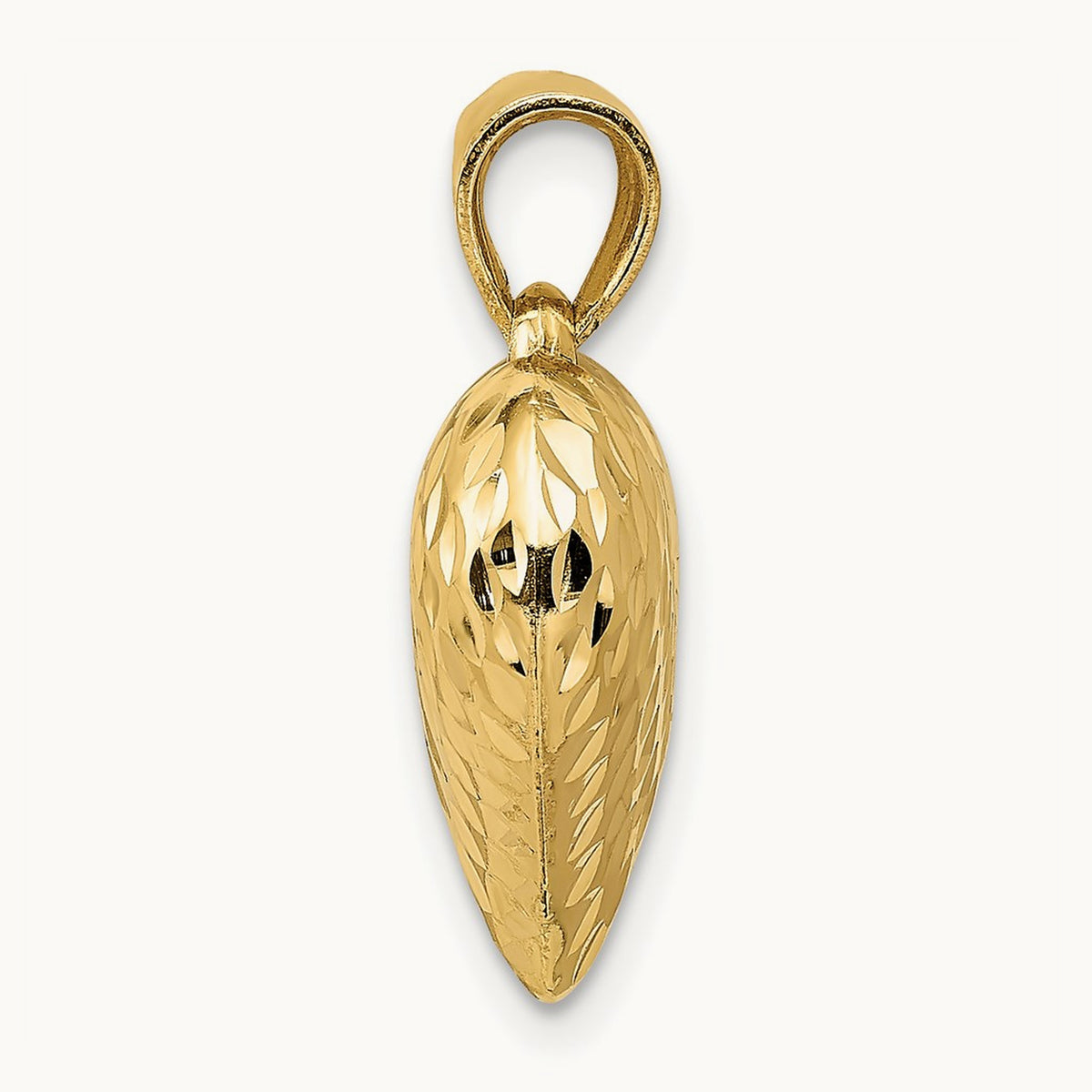 Polished and Textured 3-D Heart Pendant — 20mm