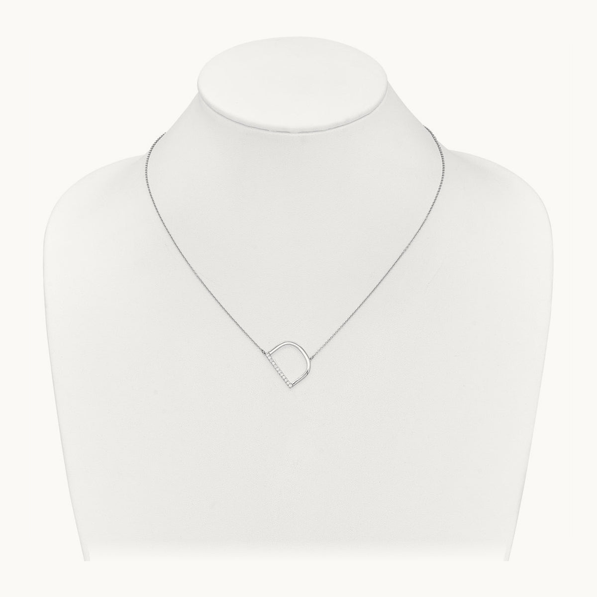 Sideways Diamond Necklace — 14K White Gold, D
