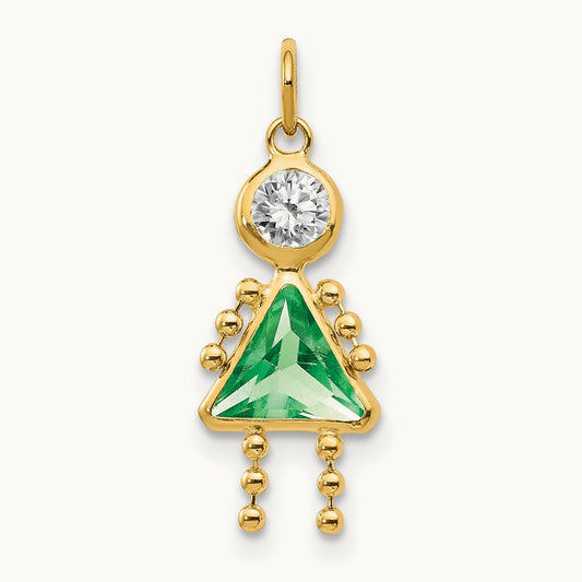 August Girl Birthstone Charm, 14K
