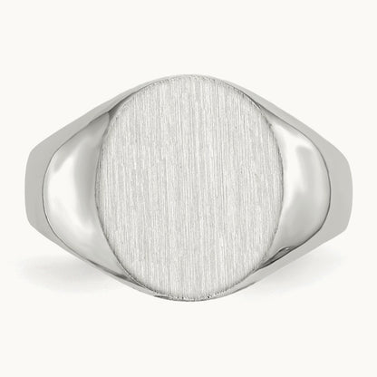 12.0x12. Closed Back Signet Ring, 5mm, 14K White Gold