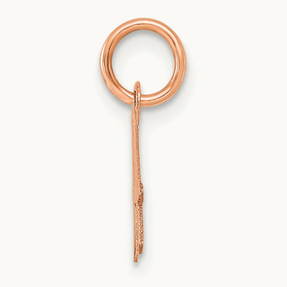 Small Script Letter A Initial Charm, 14K Rose Gold