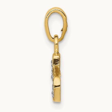 Diamond Letter S Initial Pendant, 14K Yellow Gold with Rhodium