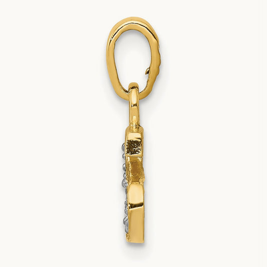 Diamond Letter S Initial Pendant, 14K Yellow Gold with Rhodium