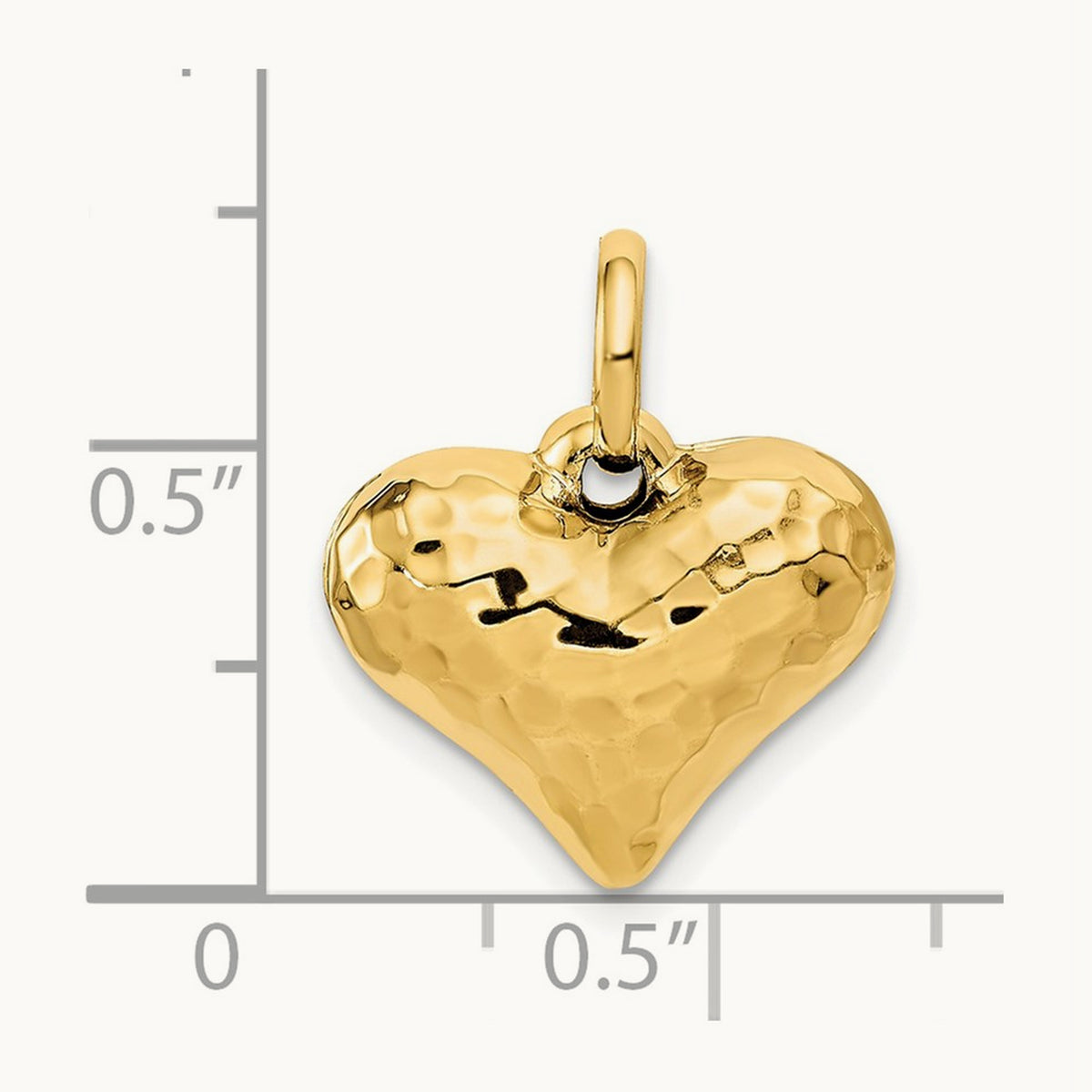 Polished and Hammered 3-D Heart Pendant — 18mm