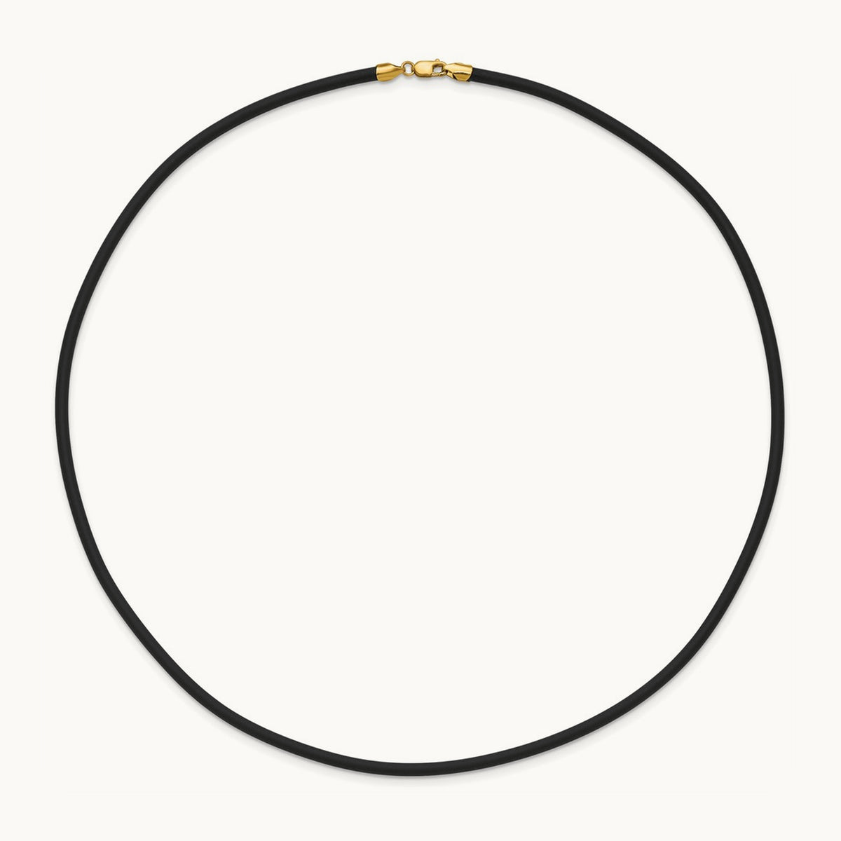 20in with Yellow Clasp Black Rubber Cord Necklace — 3mm