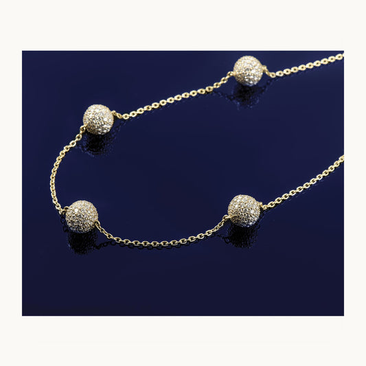 10mm Sphere Necklace, 10.50 ct tw Lab-Grown Diamond — 14K Yellow Gold