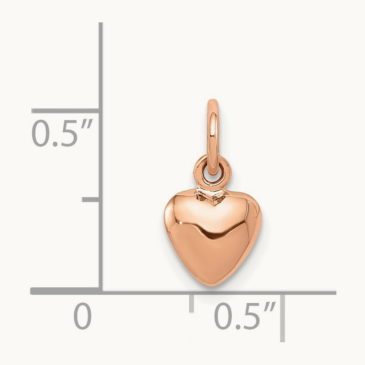 Polished 3-D Puffed Heart Charm, 14K Rose