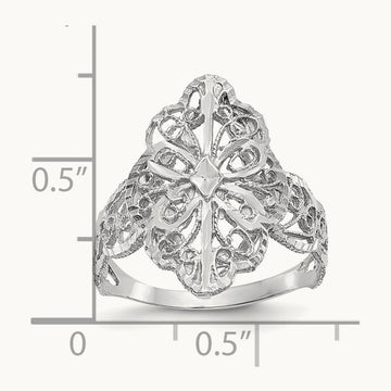 Diamond Cut Filigree Ring, 14K White Gold