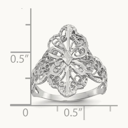 Diamond Cut Filigree Ring, 14K White Gold