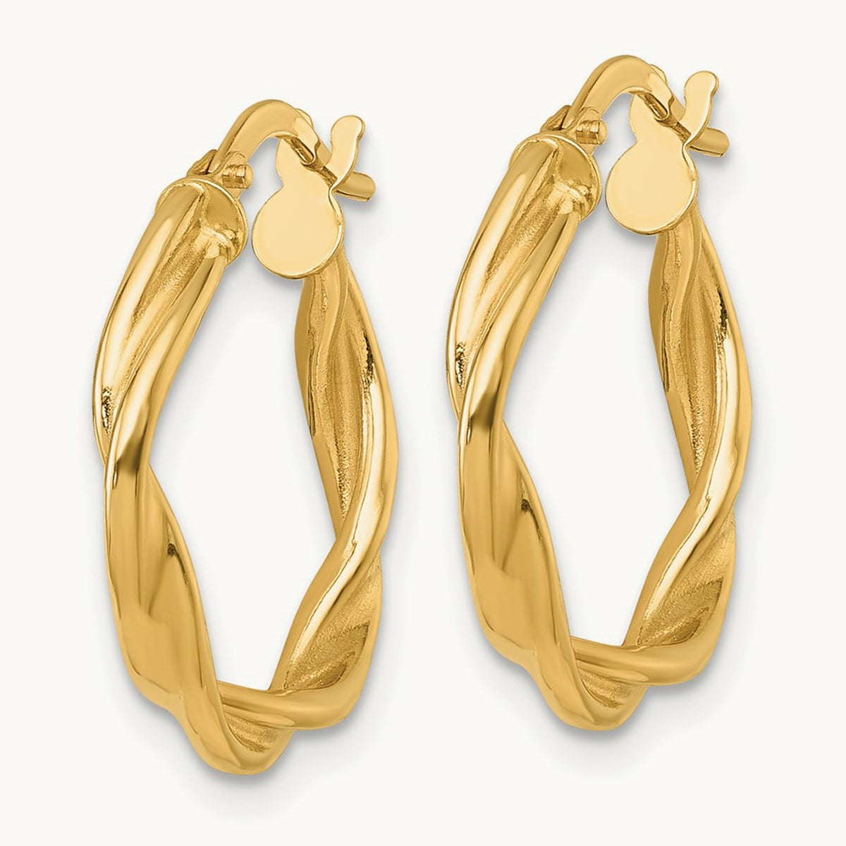 Polished Twist Hoop Earrings — 14K Yellow Gold