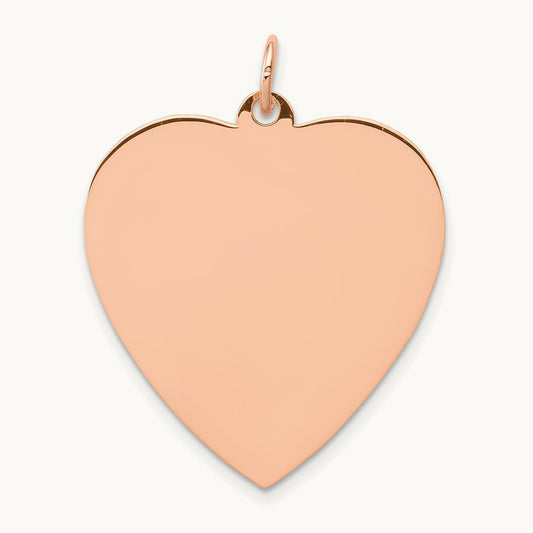 Polished Heart Shaped Disc Pendant, 14K Rose