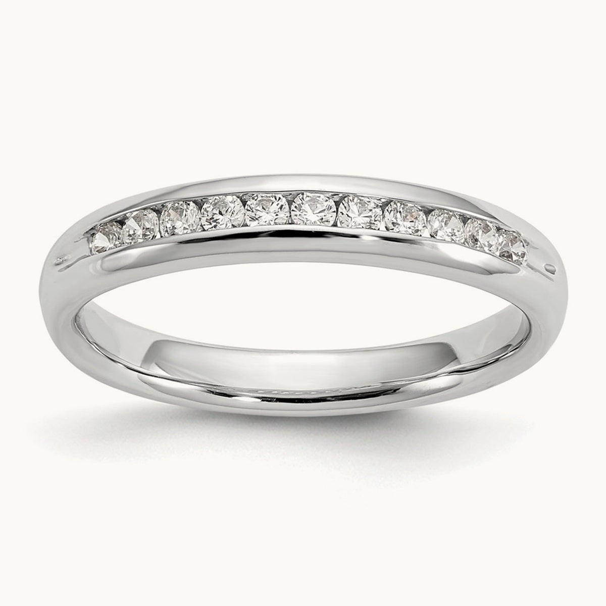 11-Stone Diamond Channel Band, 14K White Gold