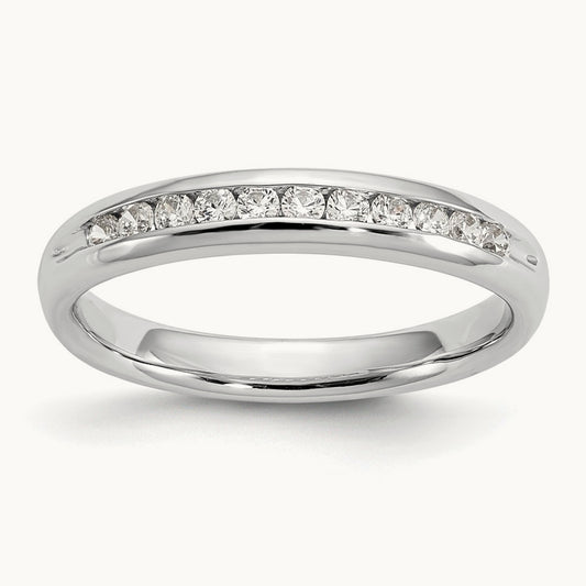 11-Stone Diamond Channel Band, 14K White Gold