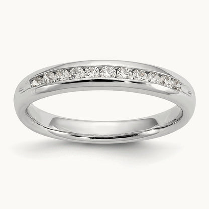 11-Stone Diamond Channel Band, 14K White Gold