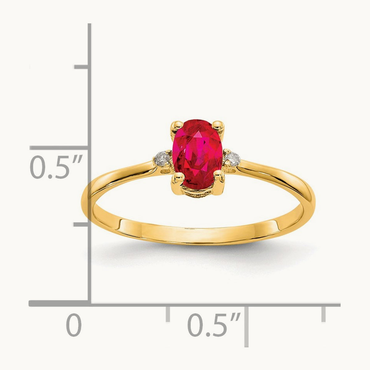 Diamond & Ruby Birthstone Ring — 14K Yellow Gold, 6