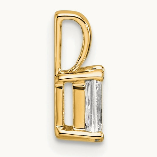 Radiant Four-Prong Pendant, 1/2-5 ct Lab-Grown Diamond — 14K Yellow Gold