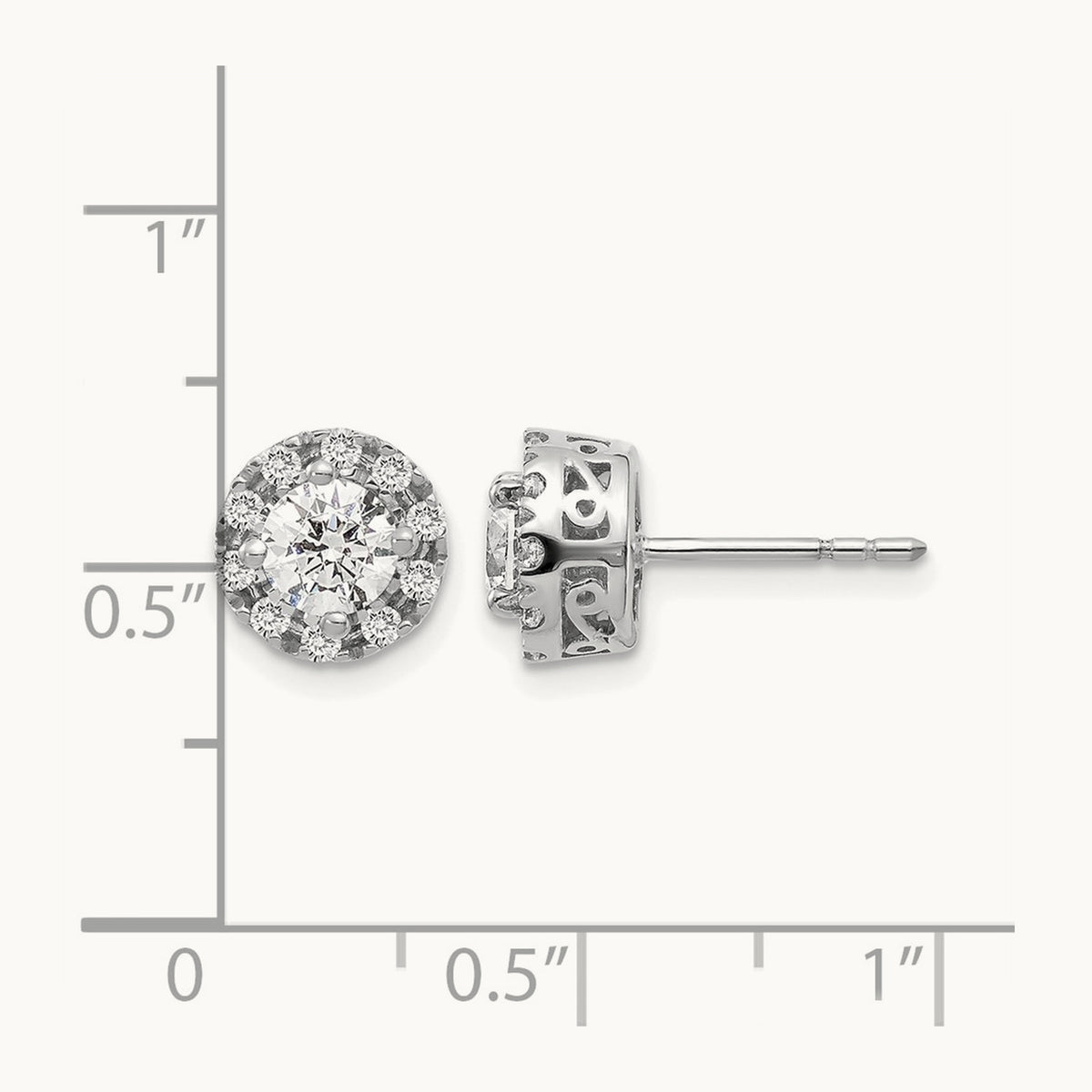 Halo Post Earrings, 1.00 ct tw Lab-Grown Diamond — 14K White Gold
