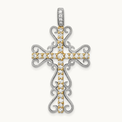 5/8ct. Diamond Filigree Cross Pendant — photo set