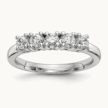 5-Stone Diamond Band, 14K White Gold