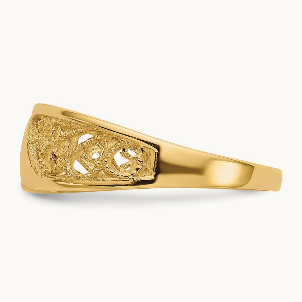Polished Filigree Ring, 14K