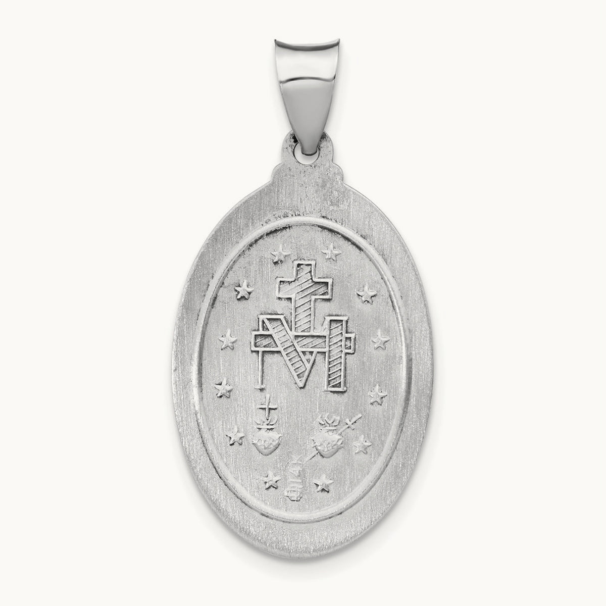 Polished/Satin Miraculous Medal Hollow Pendant — 30.5mm