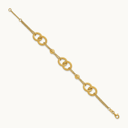 Polished And Brushed Double Loop W/.75in Ext Bracelet, 14K