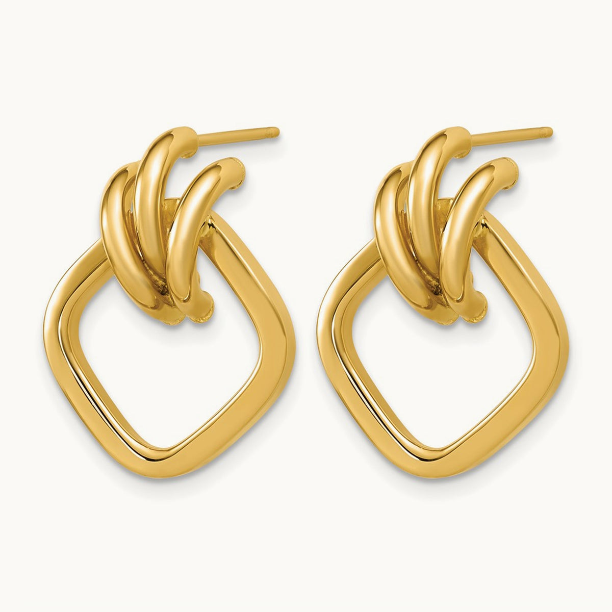 Polished Dangle Post Earrings, 14K — Leslie's