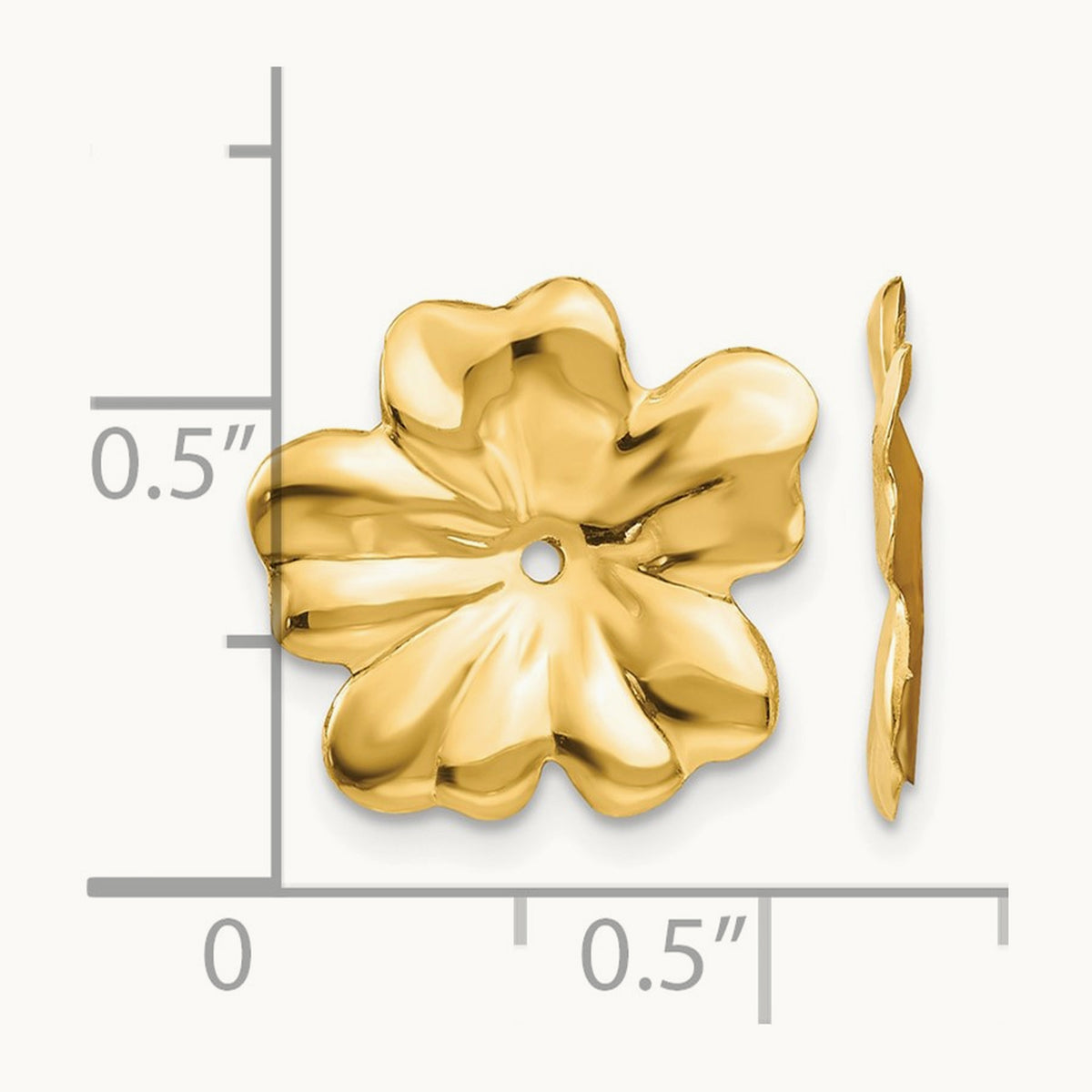 Polished Floral Earring Jackets, 14K