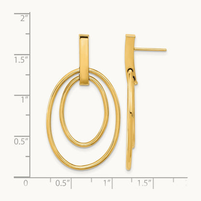 Polished Post Dangle Earrings, 14K — Leslie's