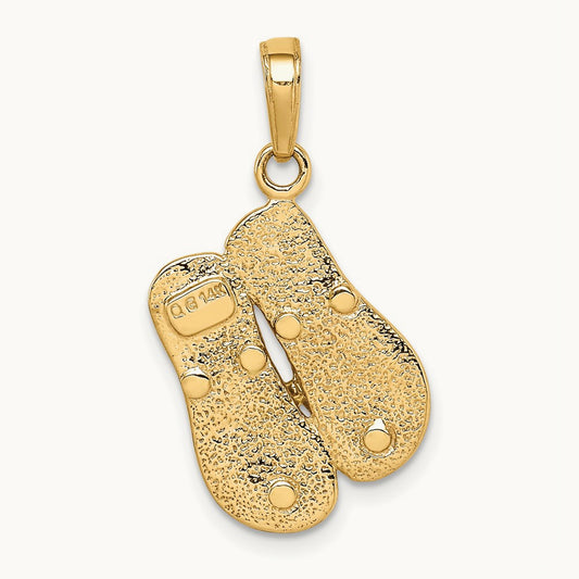 Large Double Flip-Flop Pendant, 14K with Rhodium