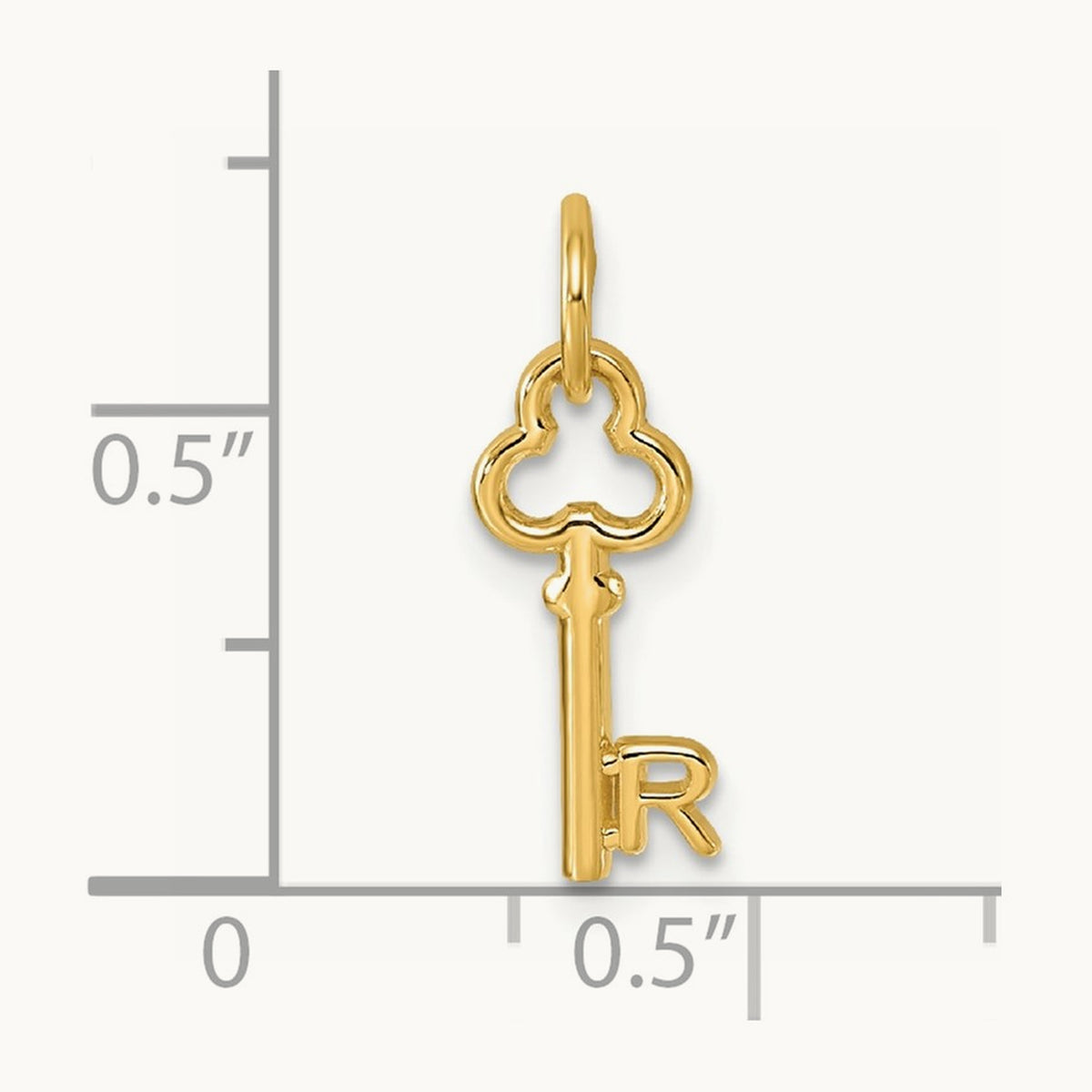 Key Initial Charm — 14K Yellow Gold, R
