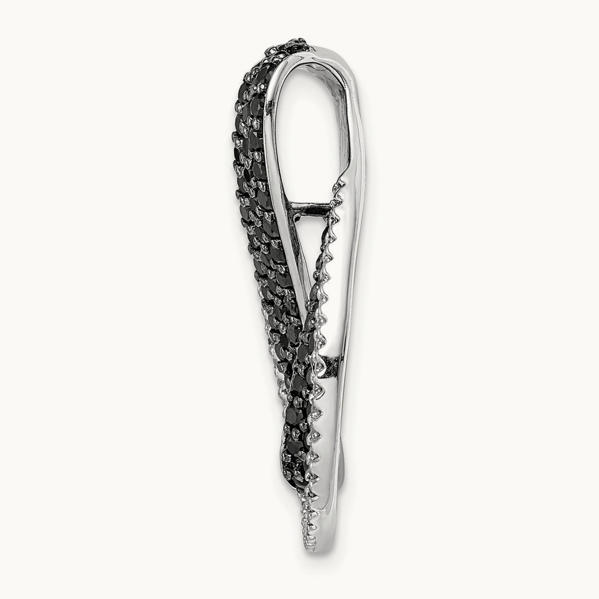 1 1/10ct. Black and White Diamond Twist Loop Slide, 14K White Gold