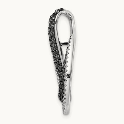 1 1/10ct. Black and White Diamond Twist Loop Slide, 14K White Gold