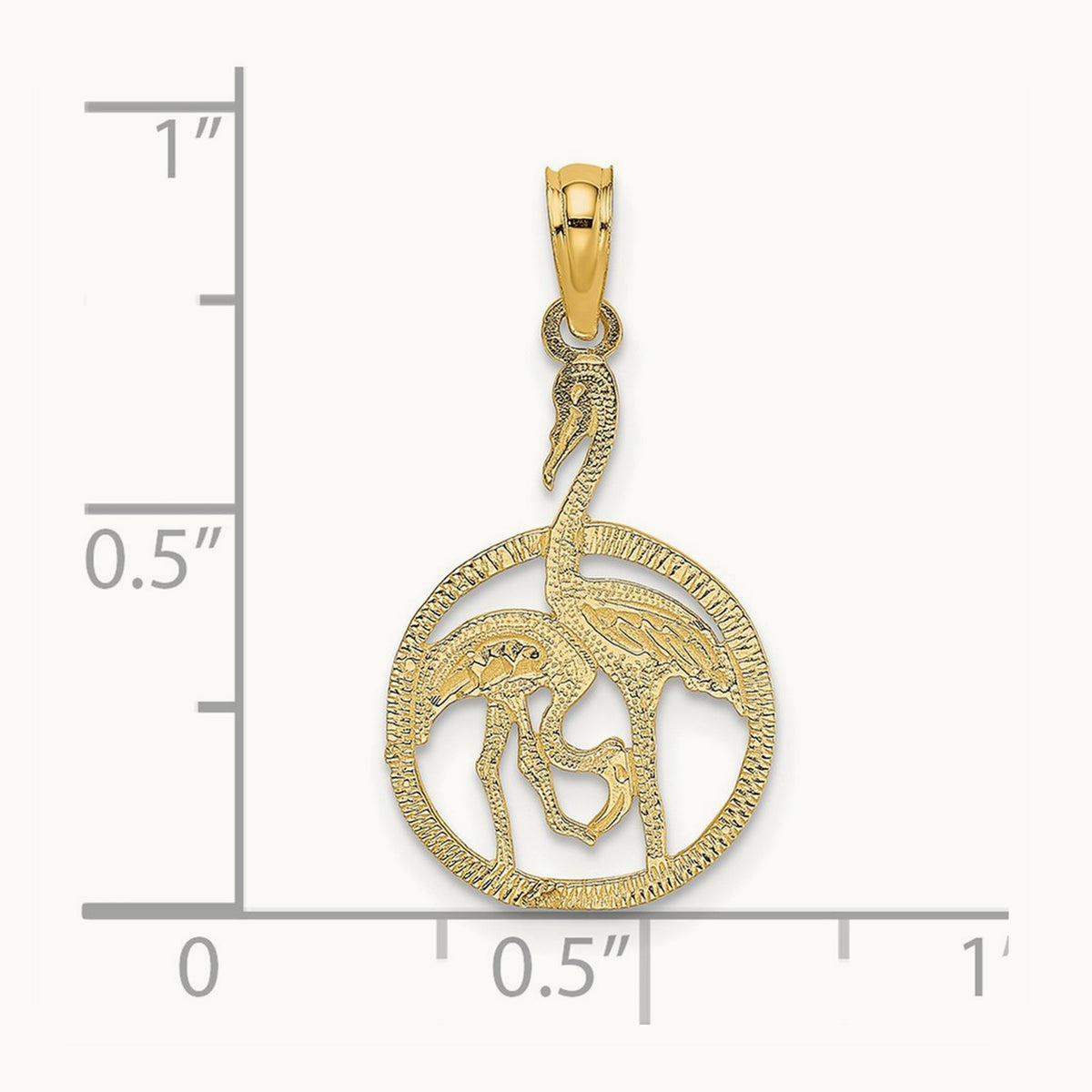 Flamingos In Circle Charm, 14K