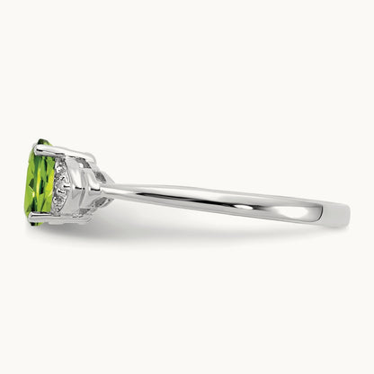 Peridot and Diamond Ring, 14K White Gold