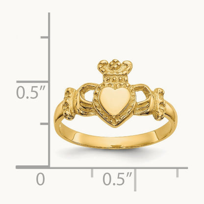 Polished Ladies Claddagh Ring, 14K