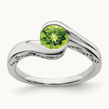 Peridot Bypass Ring, 14K White Gold