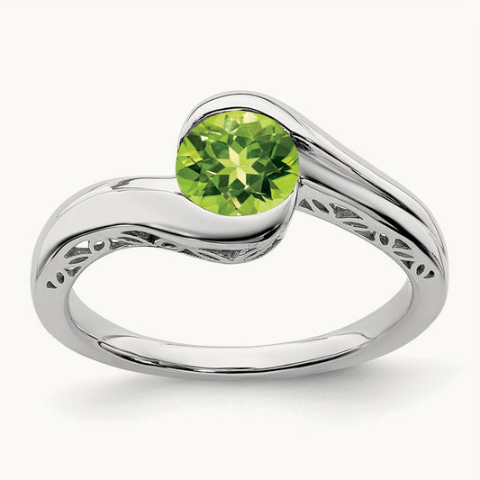 Peridot Bypass Ring, 14K White Gold