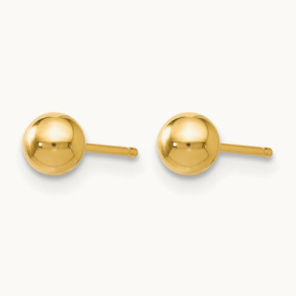 Polished Ball Post Earrings — 10K Yellow Gold, 4mm