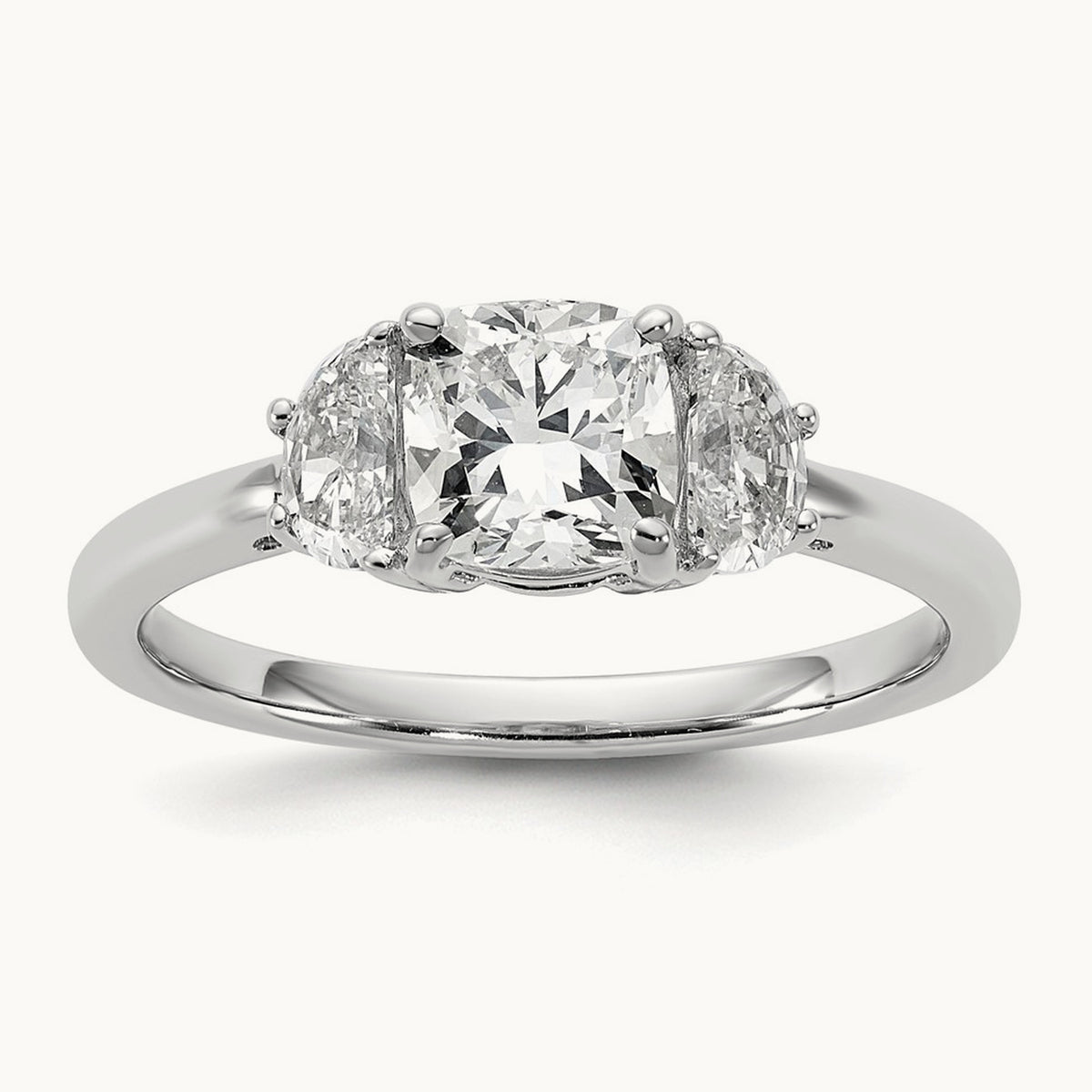 Half Moon & Cushion Semi-Mount Engagement Ring, 0.25-1.00 ct tw Lab-Grown Diamond — 3/8 ct, 14K White Gold