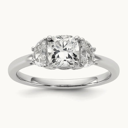 Half Moon & Cushion Semi-Mount Engagement Ring, 0.25-1.00 ct tw Lab-Grown Diamond — 3/8 ct, 14K White Gold